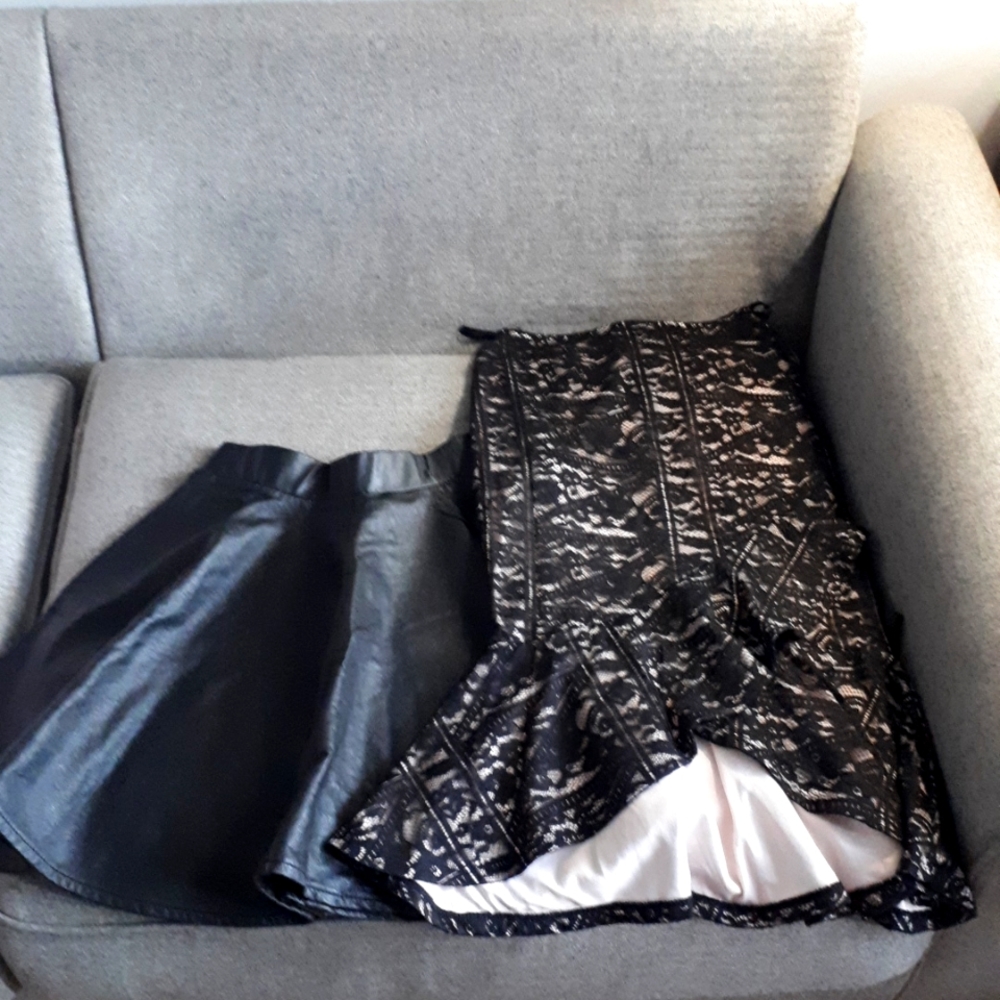 2 skirts topshop faux leather& revamped